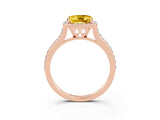 Rose gold Cushion Cut Halo Round Diamond Pavé Band with Four-Prong Setting_3