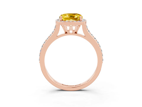 Rose gold Cushion Cut Halo Round Diamond Pavé Band with Four-Prong Setting_3