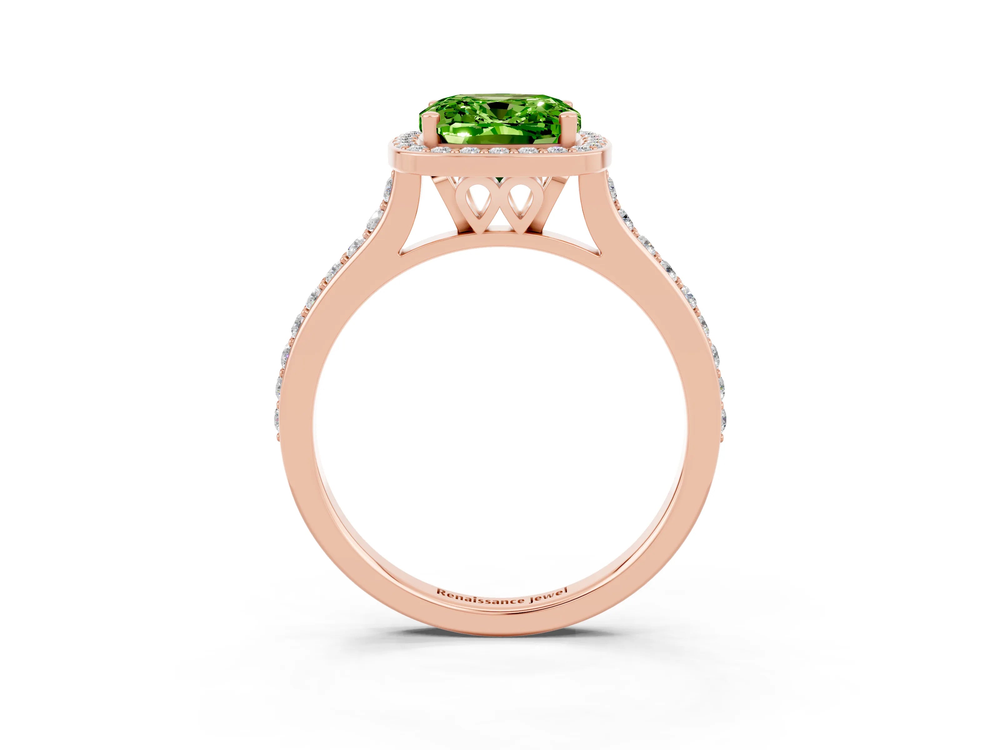 Rose gold Cushion Cut Halo Round Diamond Pavé Band with Four-Prong Setting_3
