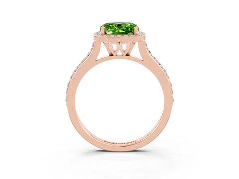 Rose gold Cushion Cut Halo Round Diamond Pavé Band with Four-Prong Setting_3