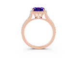 Rose gold Cushion Cut Halo Round Diamond Pavé Band with Four-Prong Setting_3