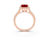 Rose gold Cushion Cut Halo Round Diamond Pavé Band with Four-Prong Setting_3
