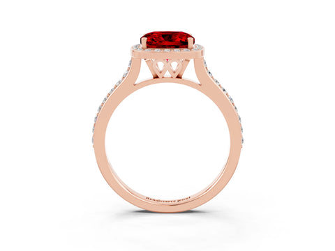 Rose gold Cushion Cut Halo Round Diamond Pavé Band with Four-Prong Setting_3