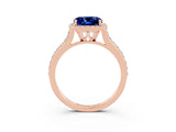 Rose gold Cushion Cut Halo Round Diamond Pavé Band with Four-Prong Setting_3