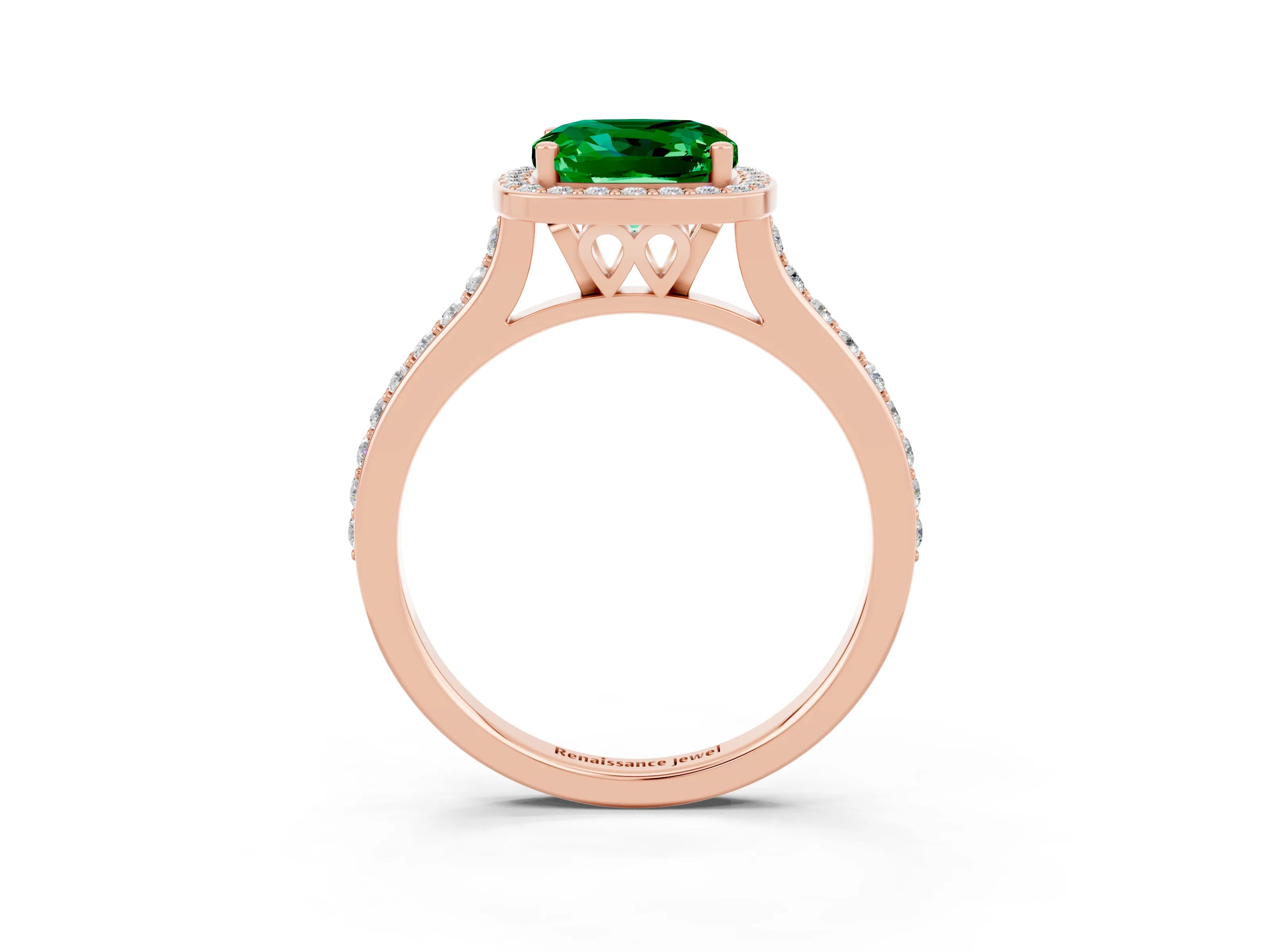 Rose gold Cushion Cut Halo Round Diamond Pavé Band with Four-Prong Setting_3