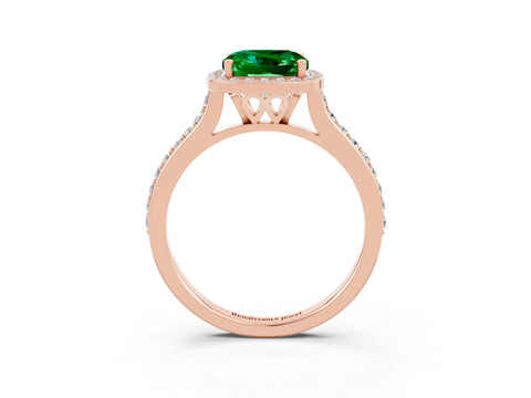 Rose gold Cushion Cut Halo Round Diamond Pavé Band with Four-Prong Setting_3