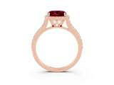 Rose gold Cushion Cut Halo Round Diamond Pavé Band with Four-Prong Setting_3