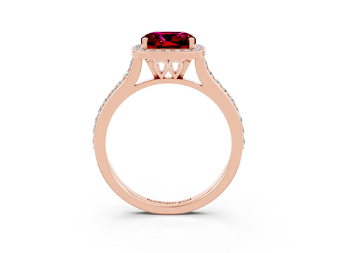 Rose gold Cushion Cut Halo Round Diamond Pavé Band with Four-Prong Setting_3