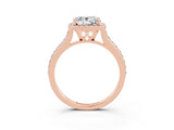 Rose gold Cushion Cut Halo Round Diamond Pavé Band with Four-Prong Setting_3