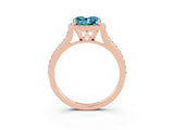 Rose gold Cushion Cut Halo Round Diamond Pavé Band with Four-Prong Setting_3
