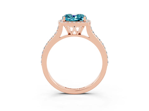 Rose gold Cushion Cut Halo Round Diamond Pavé Band with Four-Prong Setting_3