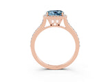 Rose gold Cushion Cut Halo Round Diamond Pavé Band with Four-Prong Setting_3