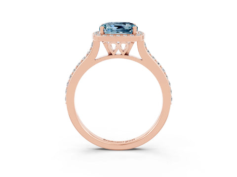 Rose gold Cushion Cut Halo Round Diamond Pavé Band with Four-Prong Setting_3