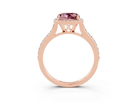 Rose gold Cushion Cut Halo Round Diamond Pavé Band with Four-Prong Setting_3