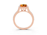 Rose gold Cushion Cut Halo Round Diamond Pavé Band with Four-Prong Setting_3