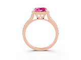 Rose gold Cushion Cut Halo Round Diamond Pavé Band with Four-Prong Setting_3