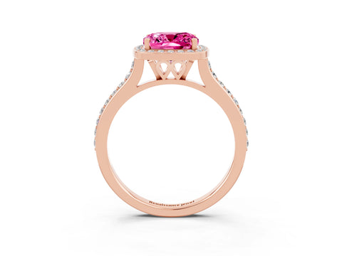 Rose gold Cushion Cut Halo Round Diamond Pavé Band with Four-Prong Setting_3