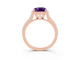 Rose gold Cushion Cut Halo Round Diamond Pavé Band with Four-Prong Setting_3