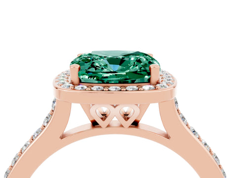 Rose gold Cushion Cut Halo Round Diamond Pavé Band with Four-Prong Setting_4