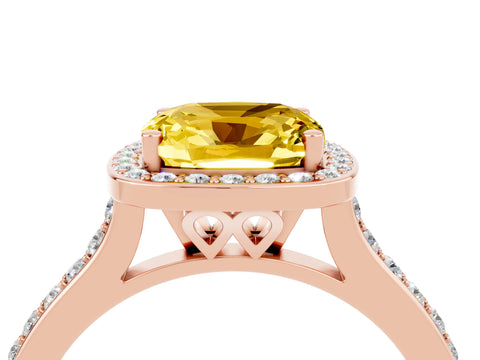 Rose gold Cushion Cut Halo Round Diamond Pavé Band with Four-Prong Setting_4