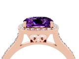 Rose gold Cushion Cut Halo Round Diamond Pavé Band with Four-Prong Setting_4