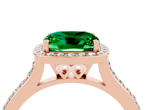 Rose gold Cushion Cut Halo Round Diamond Pavé Band with Four-Prong Setting_4
