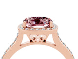 Rose gold Cushion Cut Halo Round Diamond Pavé Band with Four-Prong Setting_4