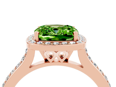 Rose gold Cushion Cut Halo Round Diamond Pavé Band with Four-Prong Setting_4