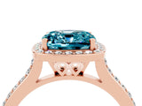 Rose gold Cushion Cut Halo Round Diamond Pavé Band with Four-Prong Setting_4
