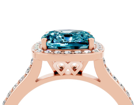 Rose gold Cushion Cut Halo Round Diamond Pavé Band with Four-Prong Setting_4