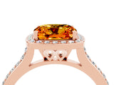 Rose gold Cushion Cut Halo Round Diamond Pavé Band with Four-Prong Setting_4