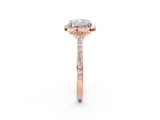 Rose gold Cushion Cut Halo Round Diamond Pavé Band with Four-Prong Setting_5