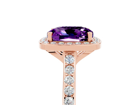 Rose gold Cushion Cut Halo Round Diamond Pavé Band with Four-Prong Setting_5