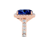 Rose gold Cushion Cut Halo Round Diamond Pavé Band with Four-Prong Setting_5