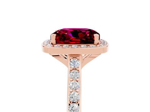 Rose gold Cushion Cut Halo Round Diamond Pavé Band with Four-Prong Setting_5