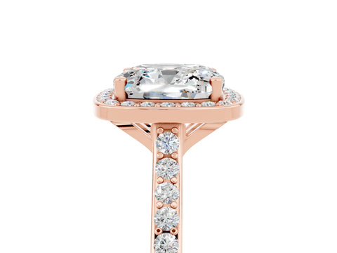 Rose gold Cushion Cut Halo Round Diamond Pavé Band with Four-Prong Setting_5
