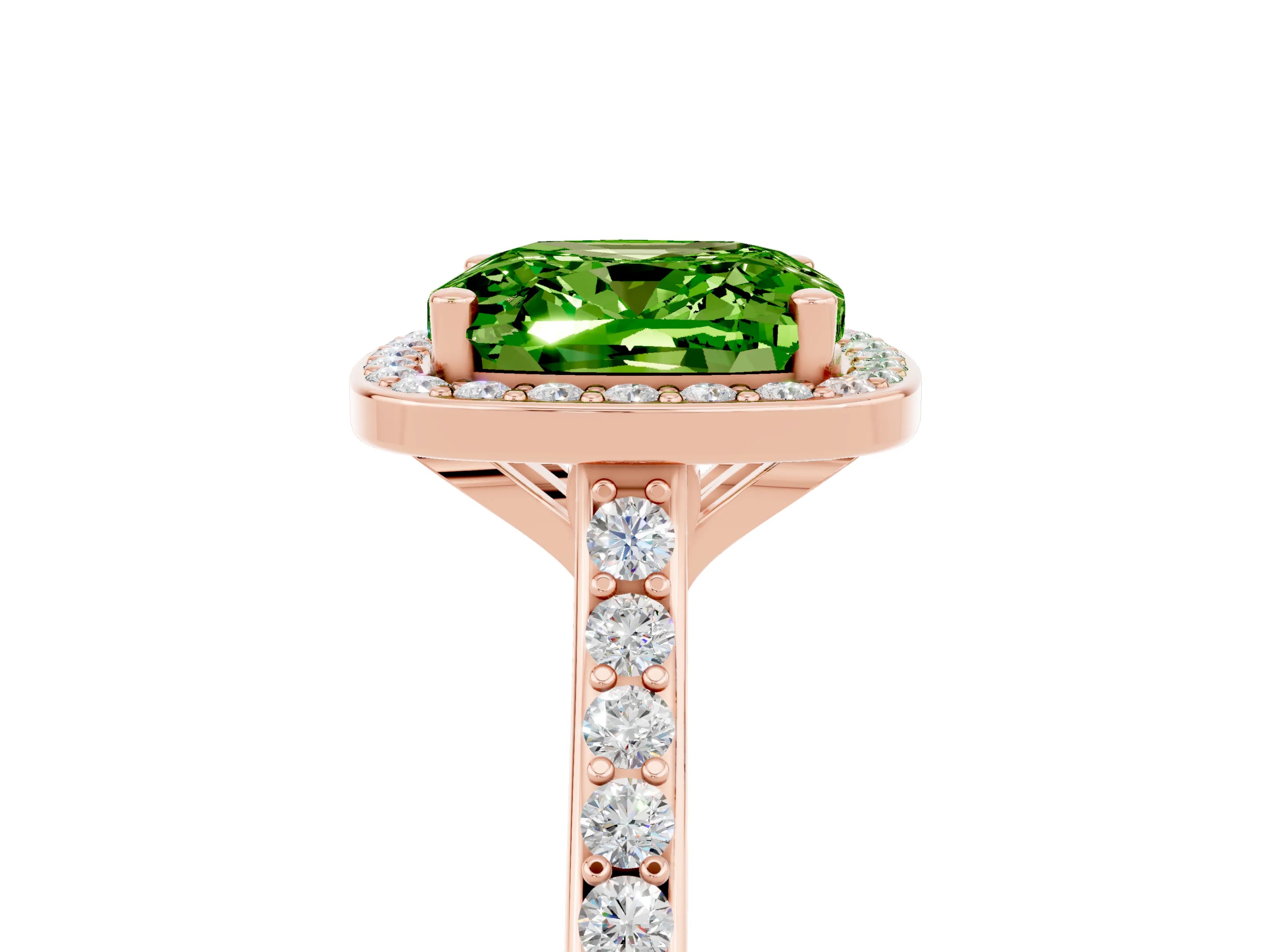 Rose gold Cushion Cut Halo Round Diamond Pavé Band with Four-Prong Setting_5