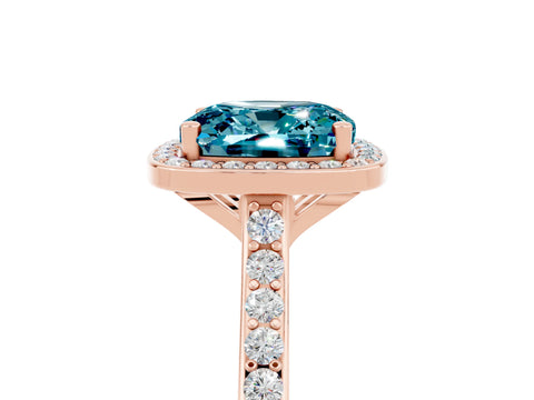 Rose gold Cushion Cut Halo Round Diamond Pavé Band with Four-Prong Setting_5