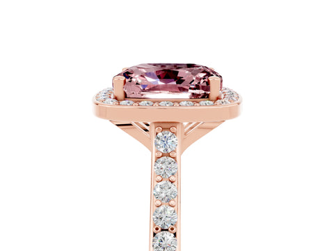 Rose gold Cushion Cut Halo Round Diamond Pavé Band with Four-Prong Setting_5