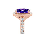 Rose gold Cushion Cut Halo Round Diamond Pavé Band with Four-Prong Setting_5