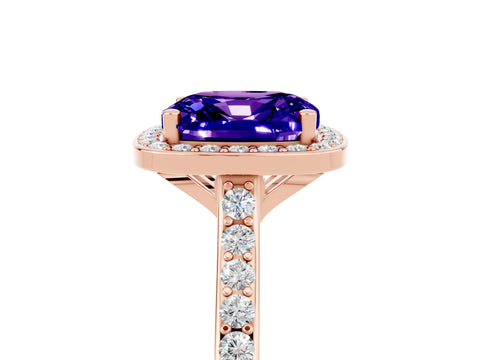 Rose gold Cushion Cut Halo Round Diamond Pavé Band with Four-Prong Setting_5