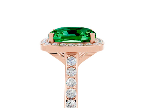 Rose gold Cushion Cut Halo Round Diamond Pavé Band with Four-Prong Setting_5