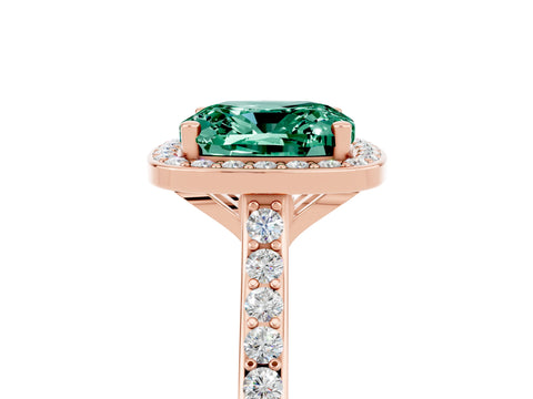Rose gold Cushion Cut Halo Round Diamond Pavé Band with Four-Prong Setting_5