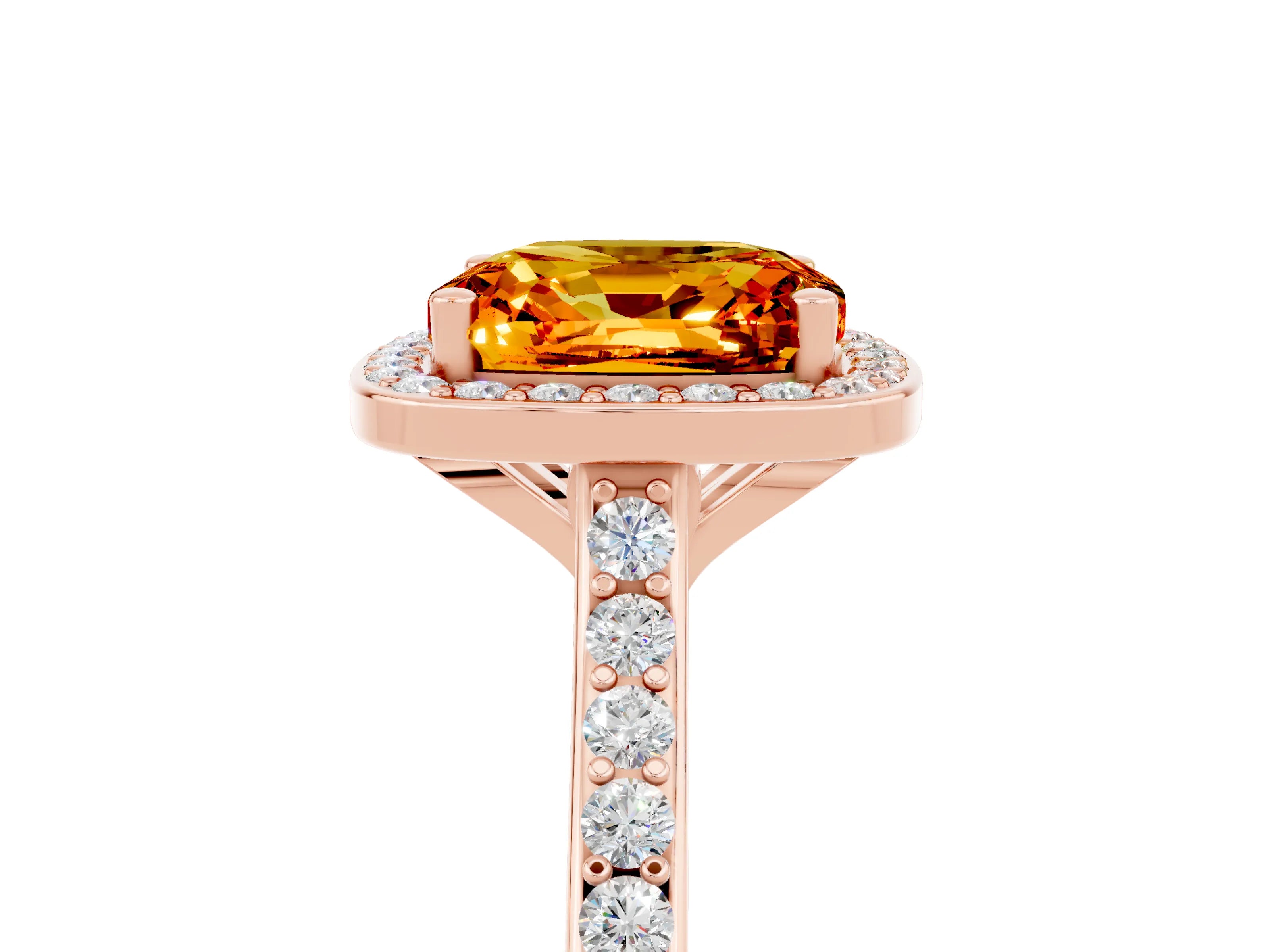 Rose gold Cushion Cut Halo Round Diamond Pavé Band with Four-Prong Setting_5