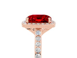Rose gold Cushion Cut Halo Round Diamond Pavé Band with Four-Prong Setting_5