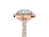 Rose gold Cushion Cut Halo Round Diamond Pavé Band with Four-Prong Setting_8