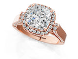 Rose gold Cushion Cut Halo Round Diamond Twist Band with Four-Prong Setting_16