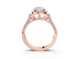 Rose gold Cushion Cut Halo Round Diamond Twist Band with Four-Prong Setting_18