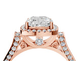 Rose gold Cushion Cut Halo Round Diamond Twist Band with Four-Prong Setting_19