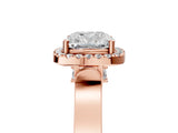 Rose gold Cushion Cut Halo Round Diamond Twist Band with Four-Prong Setting_20